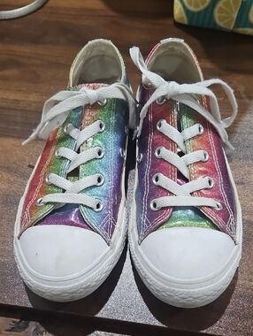 Converse Kids Rainbow Glitter Low-Top Sneakers - White Laces